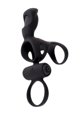 Wibrujący pierścień z NAKŁADKĄ na członka i jądra Spartakus PODWÓJNA stymulacja