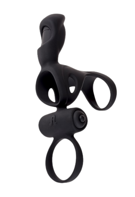 Wibrujący pierścień z NAKŁADKĄ na członka i jądra Spartakus PODWÓJNA stymulacja