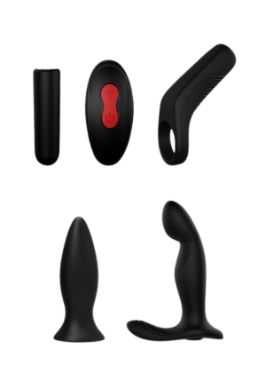 Kompletny zestaw stymulujący dla mężczyzn z pilotem i wymiennym wibratorem