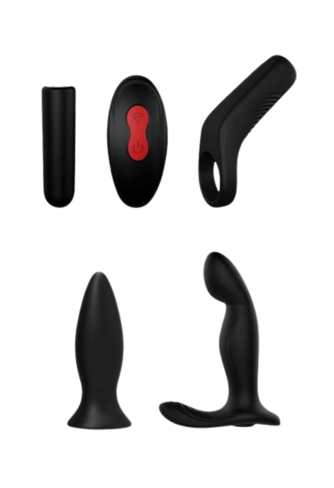 Kompletny zestaw stymulujący dla mężczyzn z pilotem i wymiennym wibratorem