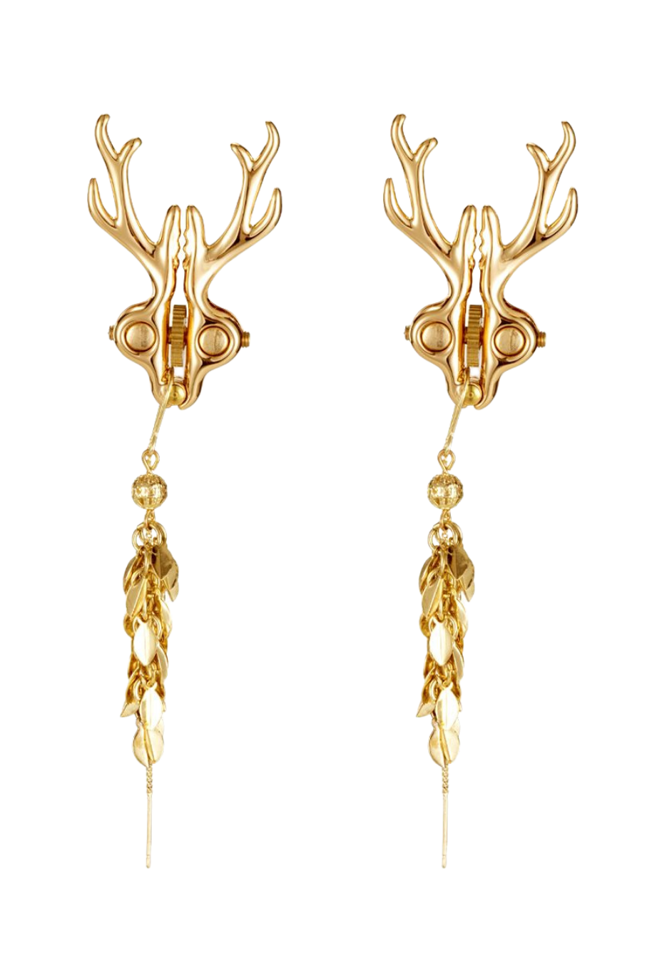 Regulowane klipsy na sutki z łańcuszkami i motywem jelenia