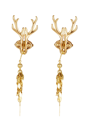 Regulowane klipsy na sutki z łańcuszkami i motywem jelenia