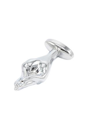 Stalowy korek analny z motywem pięści i kamieniem szlachetnym - 9,5 cm