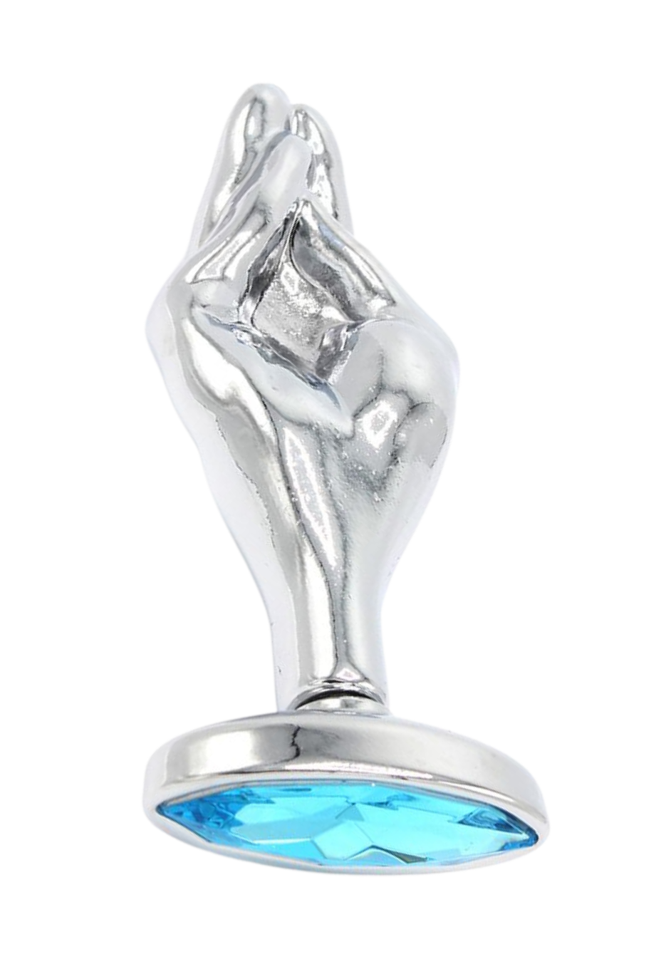 Stalowy korek analny z motywem pięści i kamieniem szlachetnym - 7 cm