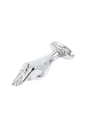 Stalowy korek analny z motywem pięści i kamieniem szlachetnym - 7 cm