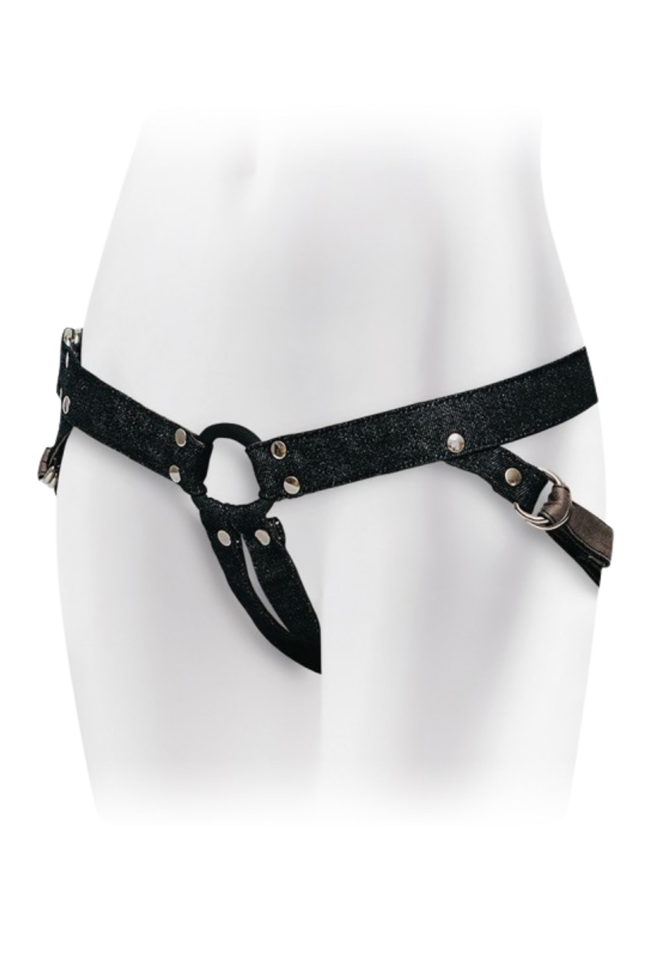 Uniwersalna uprząż do strap-onów z elastycznym silikonowym pierścieniem 4 cm