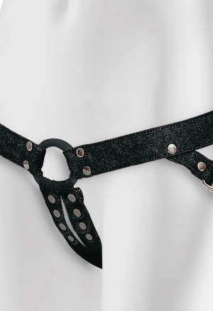 Uniwersalna uprząż do strap-onów z elastycznym silikonowym pierścieniem 4 cm