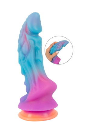 Fantazyjne dildo potwora z brokatem - 21,5 cm