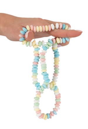 Zabawne kajdanki z jadalnych, cukrowych koralików