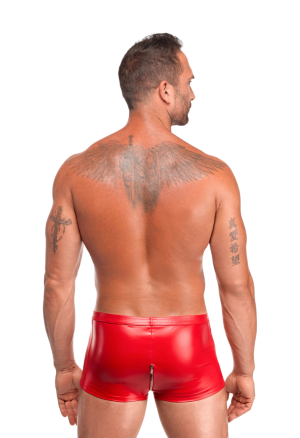 Czerwone szorty z długim zamkiem w kroku