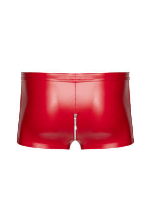 Czerwone szorty z długim zamkiem w kroku