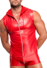Czerwony top PowerWetlook z kapturem i srebrnym zamkiem