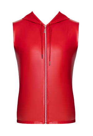 Czerwony top PowerWetlook z kapturem i srebrnym zamkiem