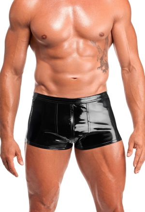 Błyszczące szorty  z potrójnym zamkiem w kroku