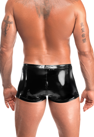 Błyszczące szorty  z potrójnym zamkiem w kroku