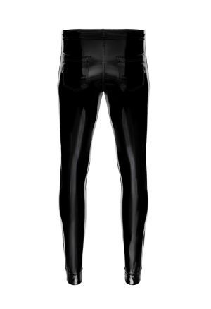 Czarne spodnie PVC z regulacją w pasie i kieszeniami