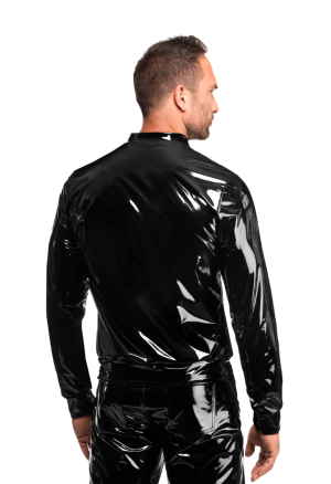 Czarna, męska kurtka  o lustrzanym połysku