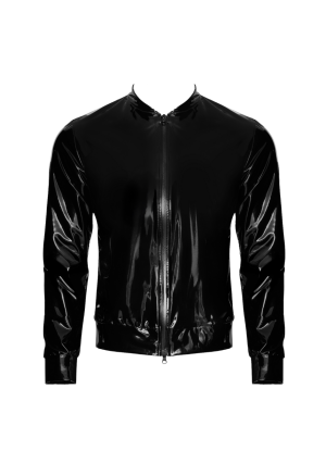 Czarna, męska kurtka  o lustrzanym połysku