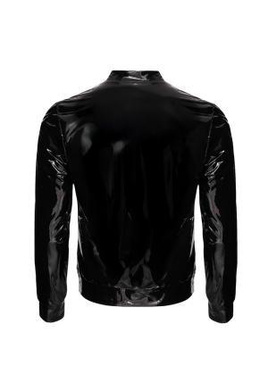 Czarna, męska kurtka  o lustrzanym połysku