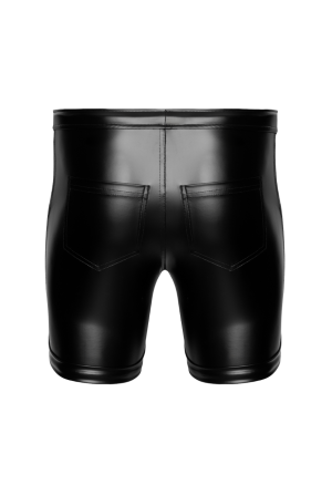 Spodnie z materiału typu wetlook z kieszeniami i regulacją w pasie