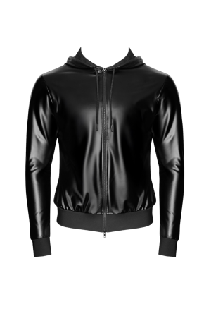 Bluza z materiału typu wetlook z kapturem i zamkiem