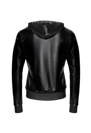 Bluza z materiału typu wetlook z kapturem i zamkiem