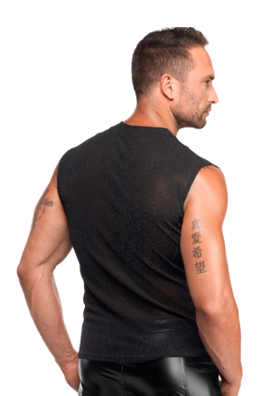 Przezroczysta koszulka z połyskującym srebrnym tiulem