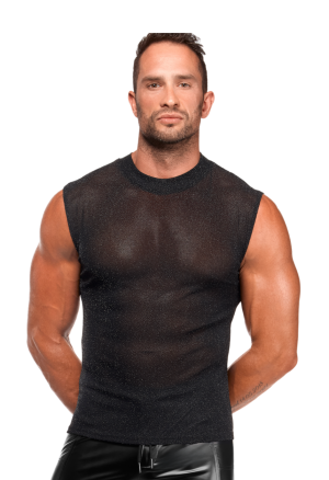 Przezroczysta koszulka z połyskującym srebrnym tiulem