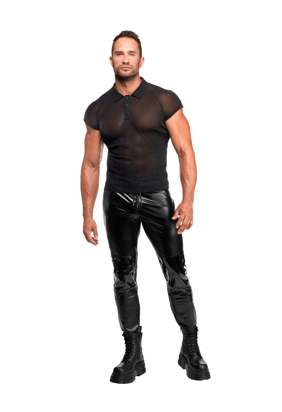 Przezroczysta koszulka z tiulu o srebrzystym połysku