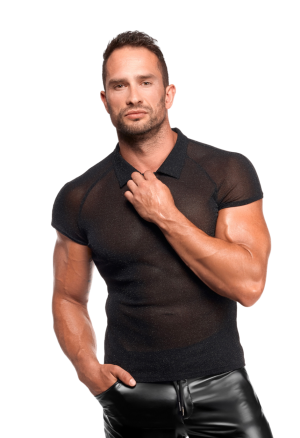 Przezroczysta koszulka z tiulu o srebrzystym połysku