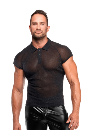 Przezroczysta koszulka z tiulu o srebrzystym połysku