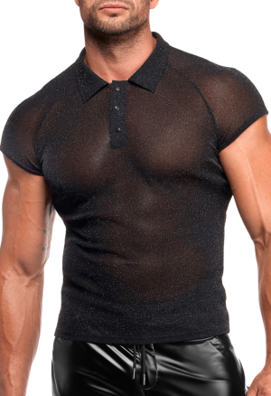 Przezroczysta koszulka z tiulu o srebrzystym połysku