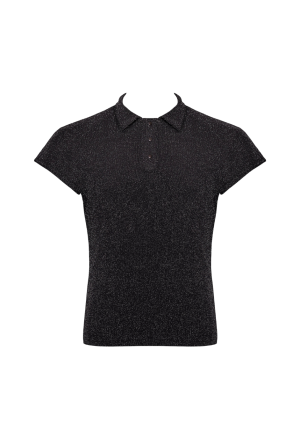 Przezroczysta koszulka z tiulu o srebrzystym połysku