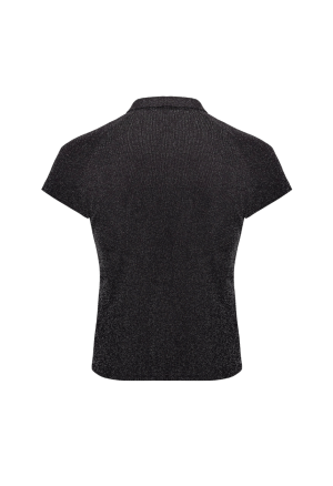 Przezroczysta koszulka z tiulu o srebrzystym połysku