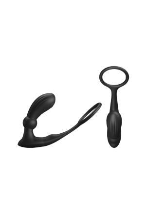 Pierścień na penisa z wtyczką analną sterowany pilotem