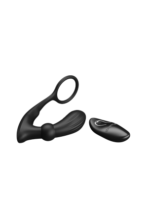 Pierścień na penisa z wtyczką analną sterowany pilotem