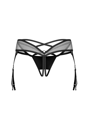 Otwarte stringi z ekoskóry i siateczki z pasami do pończoch