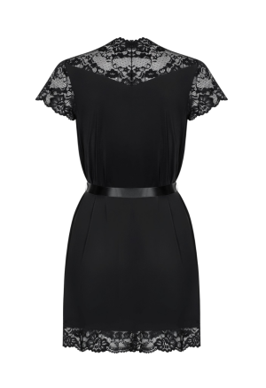 Elegancki szlafrok z koronką i satynowym paskiem