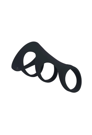 Potrójny pierścień erekcyjny z trzema pętlami wykonany z aksamitnie gładkiego silikonu klasy premium