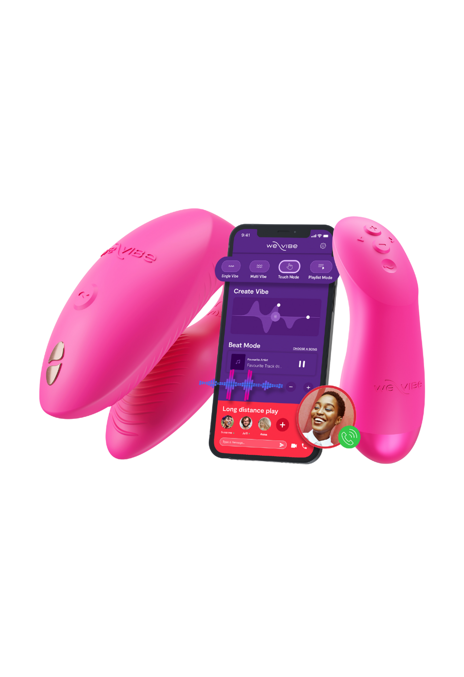 Zaawansowany wibrator dla par sterowany aplikacją mobilną lub pilotem