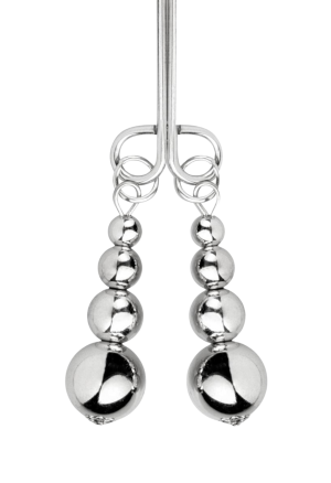 Metalowe klamry na sutki i łechtaczkę z regulacją nacisku i łańcuszkiem