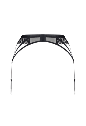 Czarny pas do pończoch z regulacją i ozdobną zawieszką