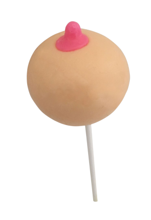 Lizak w kształcie piersi o smaku truskawkowym