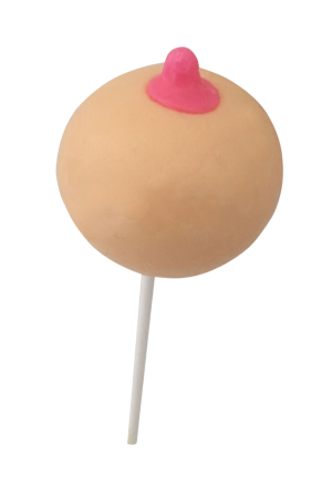 Lizak w kształcie piersi o smaku truskawkowym