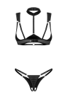 Erotyczny komplet otwartej bielizny - biustonosz z chokerem i stringi