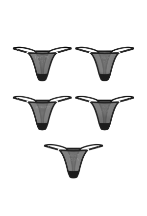 Stringi w zestawie - 5 sztuk z różnymi napisami