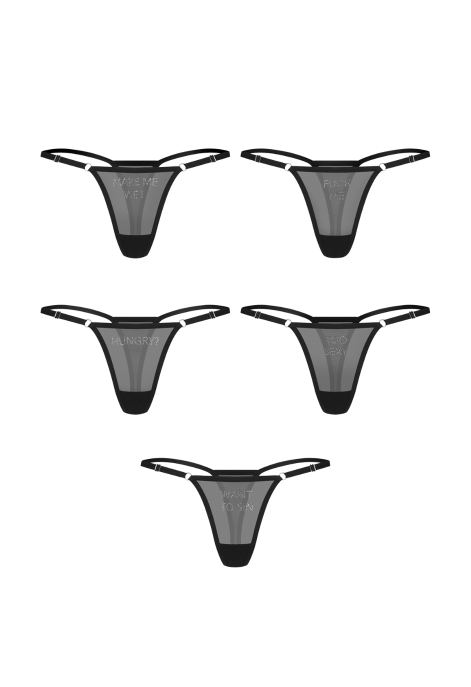 Stringi w zestawie - 5 sztuk z różnymi napisami