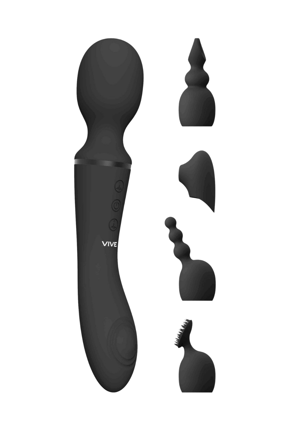 Dwustronna różdżka do masażu – podwójna moc, pulsujące fale i 4 wymienne nakładki
