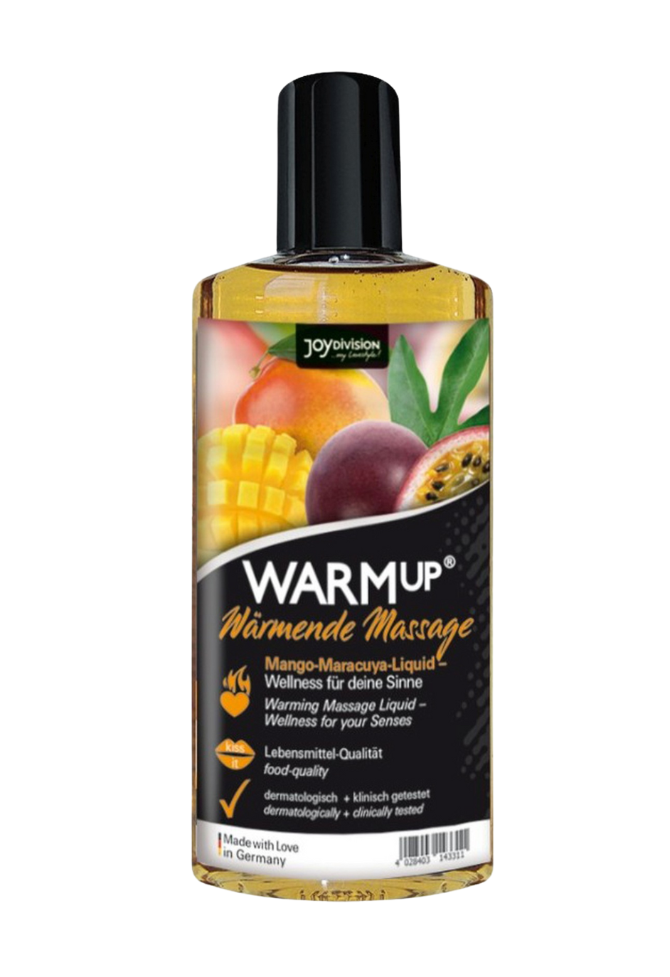 Rozgrzewający olejek do masażu o smaku mango i marakui, 150 ml