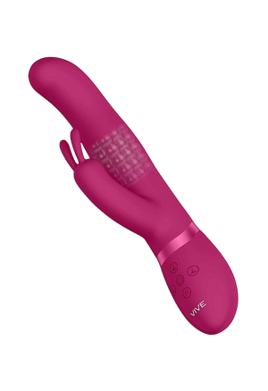 Trójfunkcyjny wibrator królik z obrotowymi kulkami, w kolorze różowym  – potrójna stymulacja